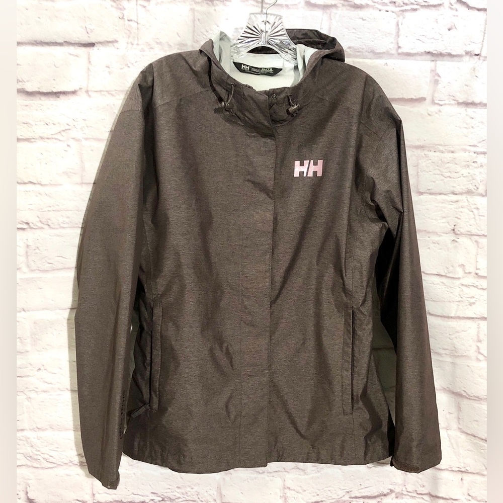 Helly Hansen Greyish purple Hooded Shell rain Jacket with HH Logo XL/TG NWOT